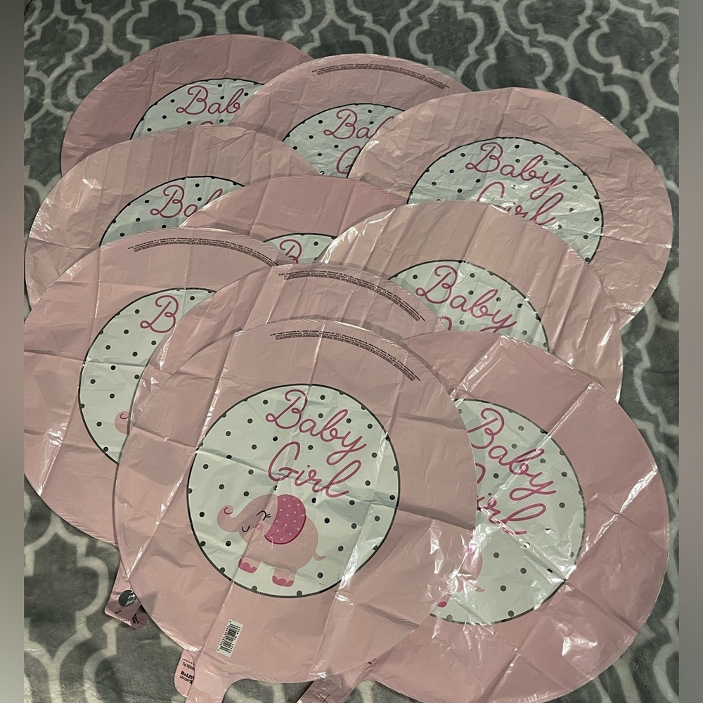 Baby Girl Pink Round helium balloons, 10 count, new #2353